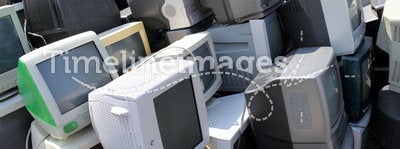 Old broken computers monitors