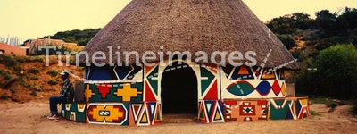 African hut in village