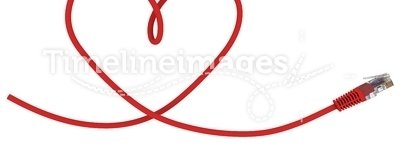 Network cable twisted in the shape of the heart