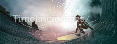 Surfer and wave