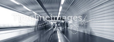 Airport moving escalator