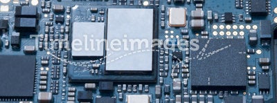 The computer chip close up