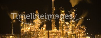 Oil Refinery at Night