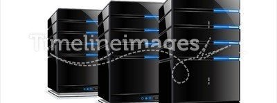 Three Black Computer Servers
