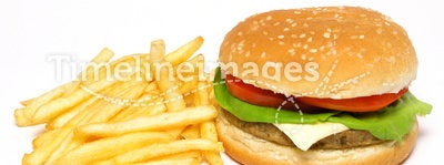 Hamburger and french fries