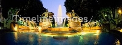 Sunset fountain in Turin Italy