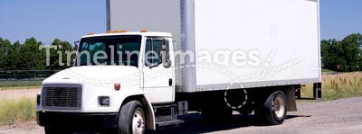 White Delivery Truck isolated