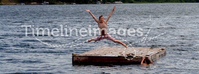 Jumping in lake