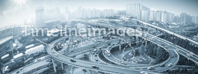 City overpass view of fisheye
