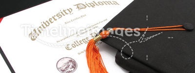 College Diploma with cap and tassel