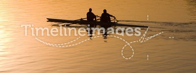 Rowing at sunrise
