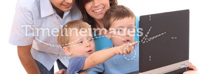 Family using laptop