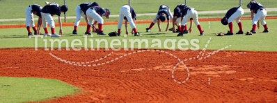 Baseball team stretch