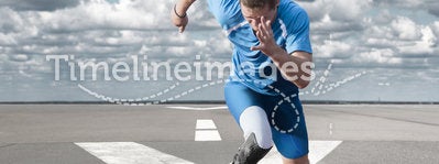 Athlete running runway