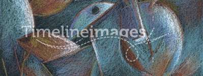 Cubism pastel painting abstract art