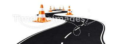 Road, highway, traffic cones