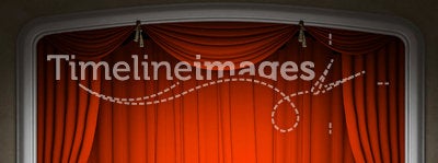 Empty stage with red curtain