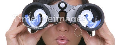 Business Woman Binoculars