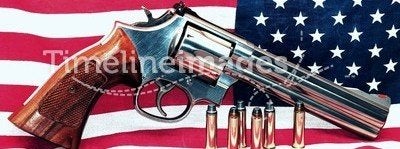American flag and gun