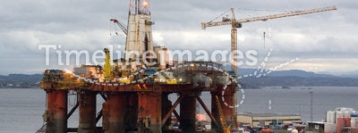 Oil drill platform on recovery
