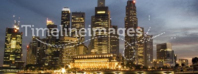 Financial District Singapore: skyline at night