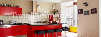 Interior. Red kitchen