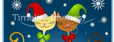 Cartoon Christmas Cats Holiday Card
