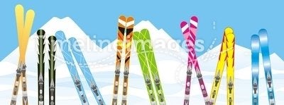 Skis in the snow