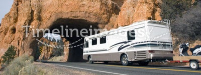 RV driving to the tunnel