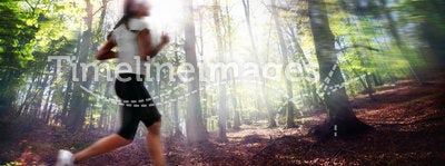 Girl Running in forest