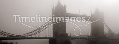 Tower Bridge in mist, London, UK