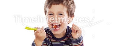 Child eating salad