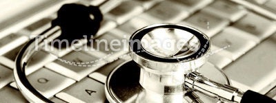Technology and medicine - Silver stethoscope over