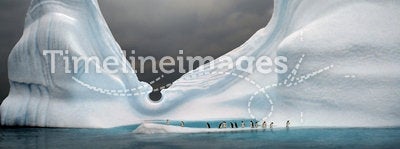iceberg with penguins