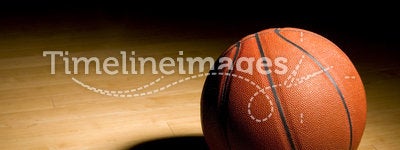 Basketball on the Hardwood with Black Copy space a