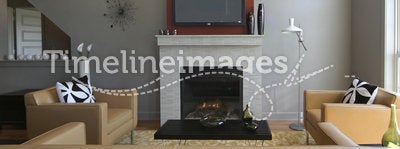 Modern Living room with fireplace