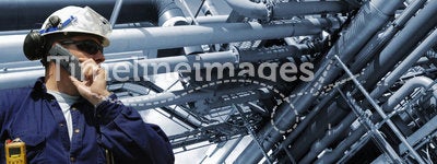 Engineer working inside oil industry