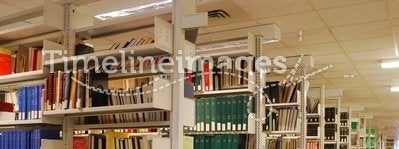 Book shelves in library