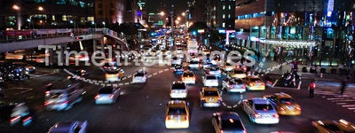Asian Traffic Scene at Night
