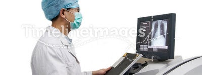 Doctor and x-ray computer