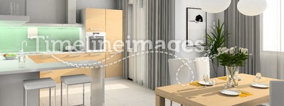 Modern kitchen. 3D render