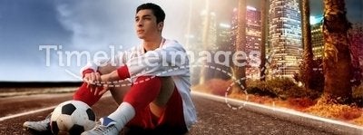 Soccer player in the city