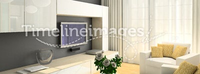 3D render modern interior of living-room