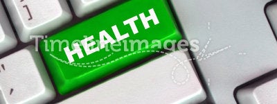 Keyboard with green button of health