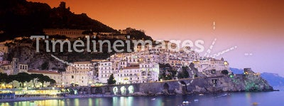 Amalfi harbor night scene