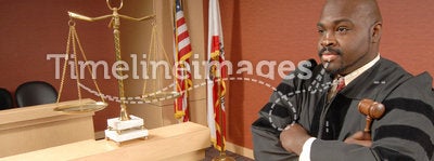 Judge in his courtroom