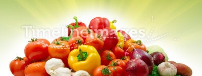 Vegetables and sunny background