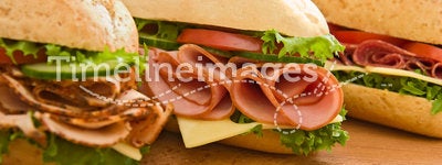 Turkey breast, ham & swiss and salami sandwiches