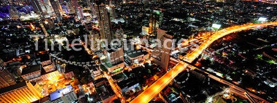 Thailand Bangkok night city sky view