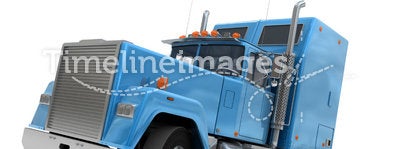 Blue American trailer truck